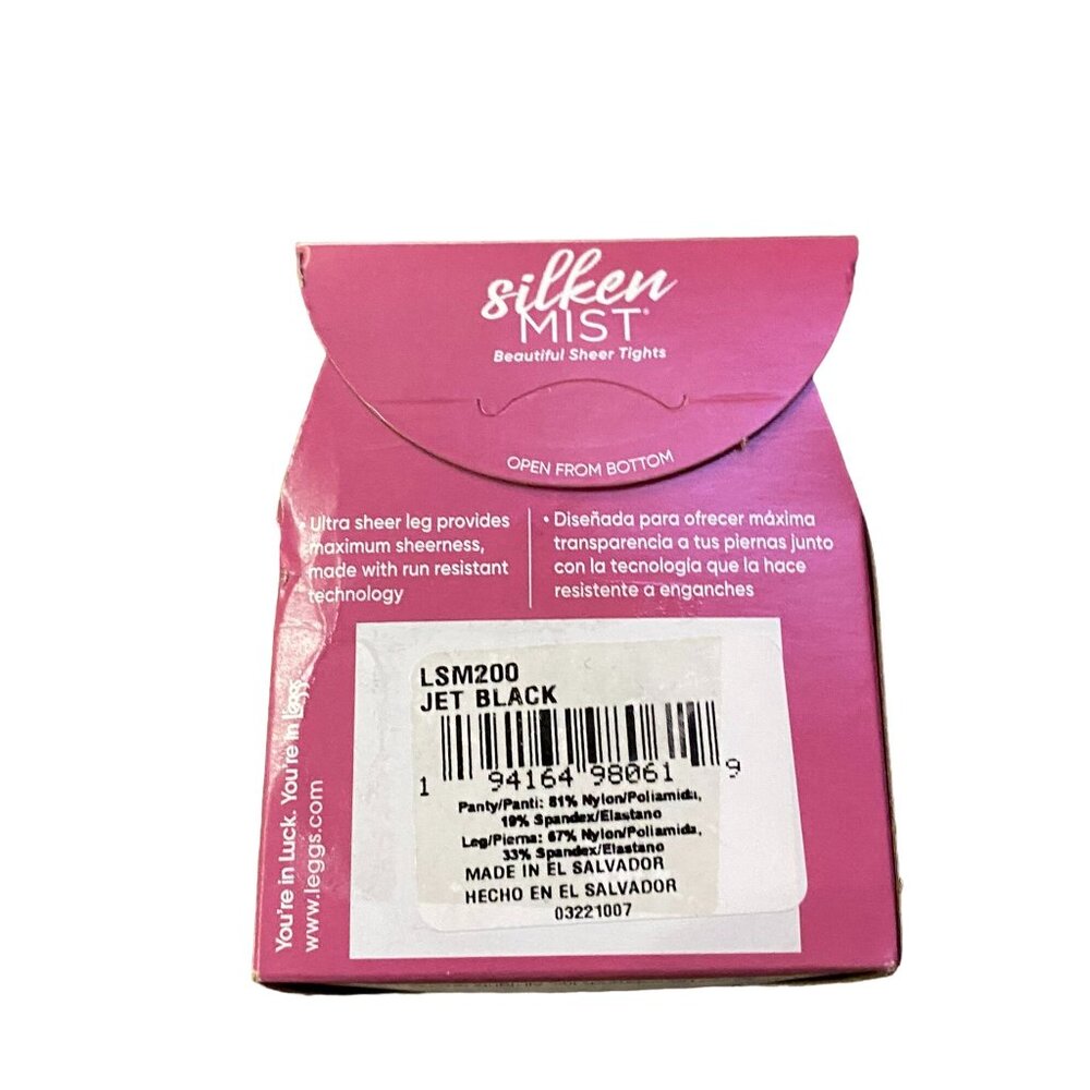 Leggs Pantyhose NEW 98061 Jet Black Womens B Control Top Sheer Toe - Picture 5 of 7